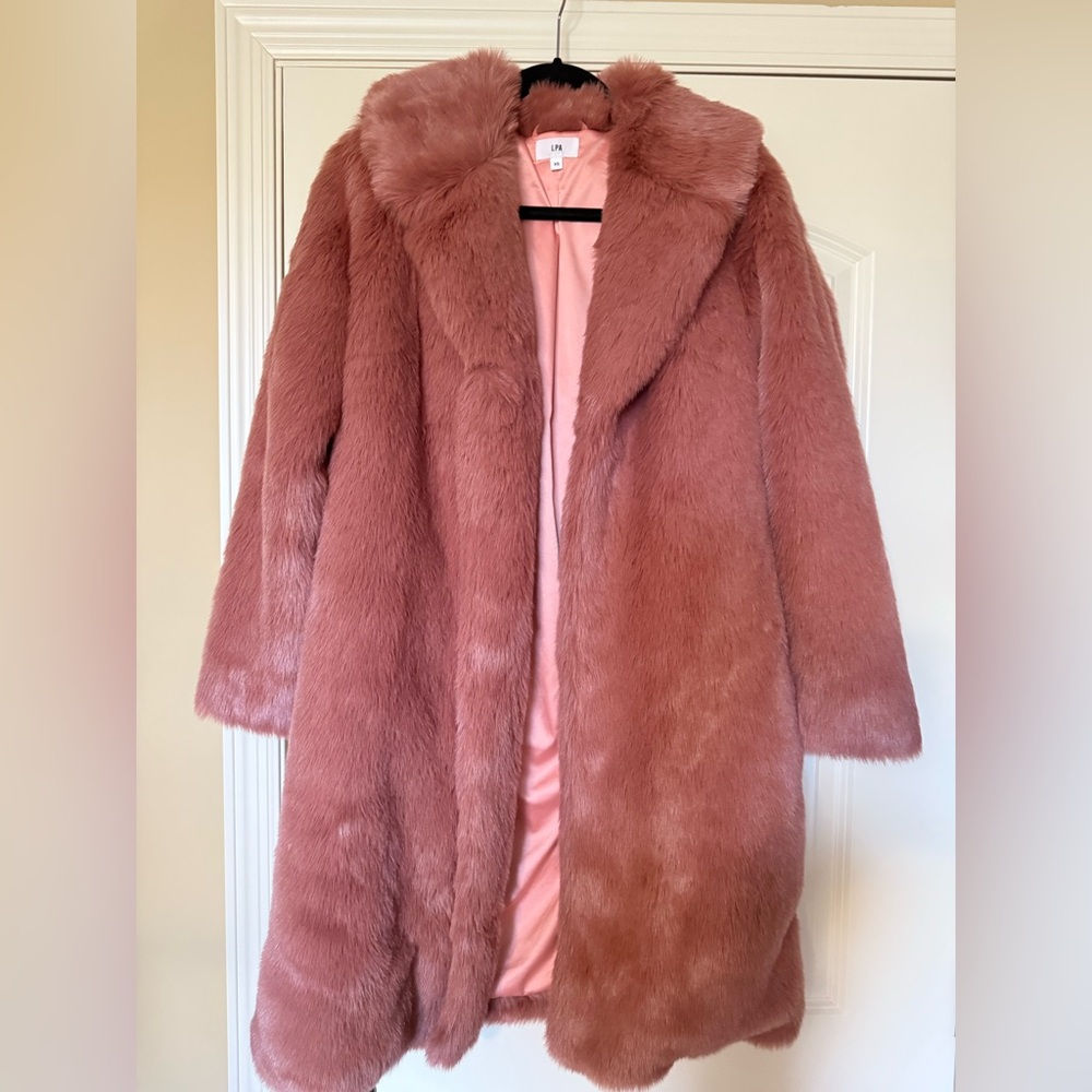 LPA Faux Fur Coat 111 in Deep Mauve